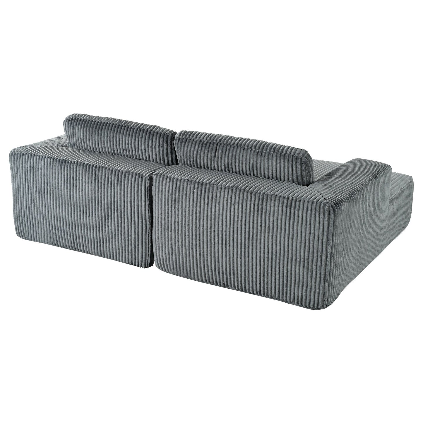 Modern Convertible Corduroy Loveseat Sofa Bed Wide Armrest Sofa with 2 Pillows for Living Room Apartment