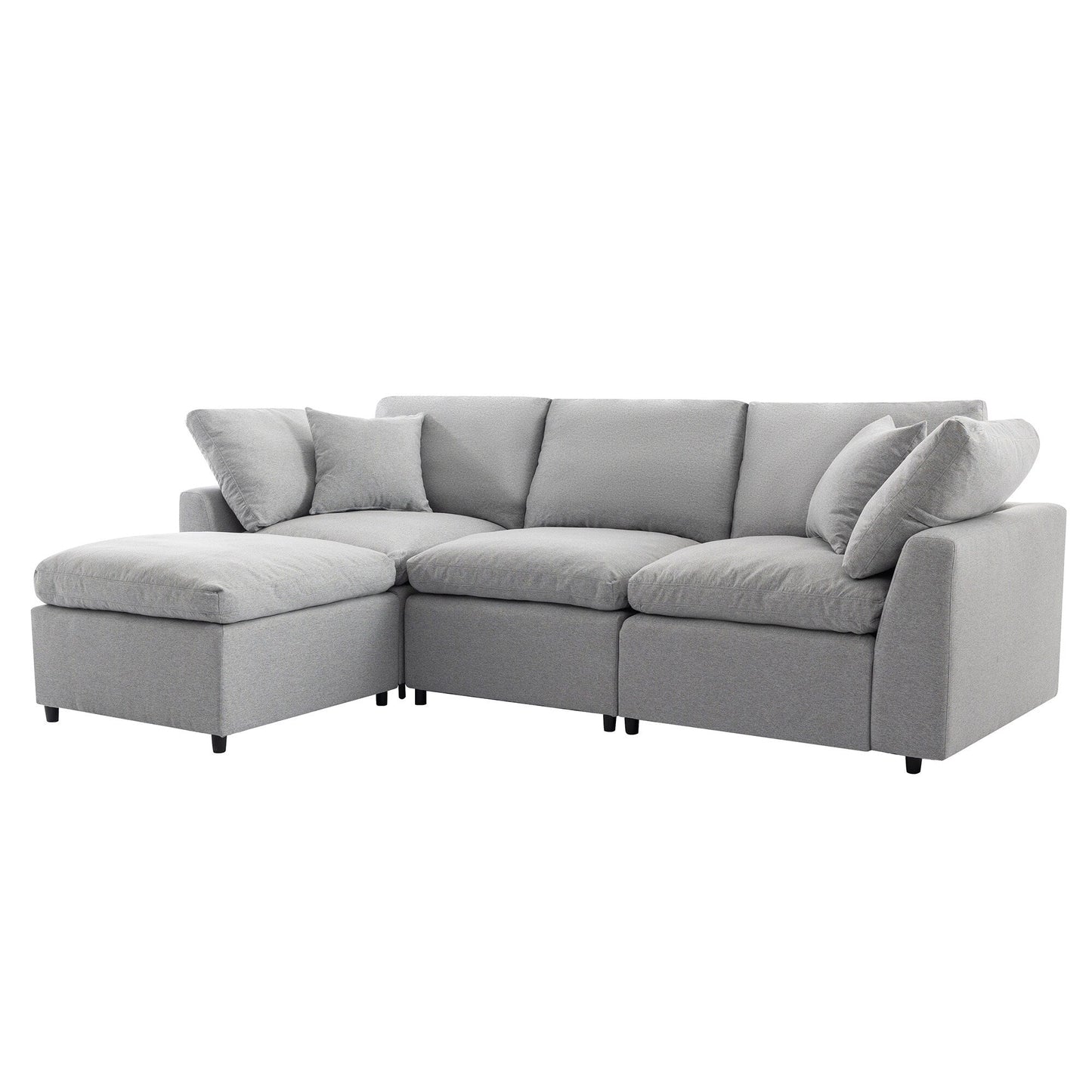 Modern Convertible L-Shaped 4-Seat Sectional Sofa Reversible Chaise with Removable Zippered Covers for Living Room