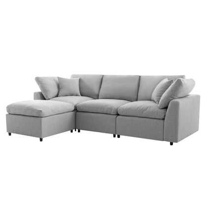Modern Convertible L-Shaped 4-Seat Sectional Sofa Reversible Chaise with Removable Zippered Covers for Living Room
