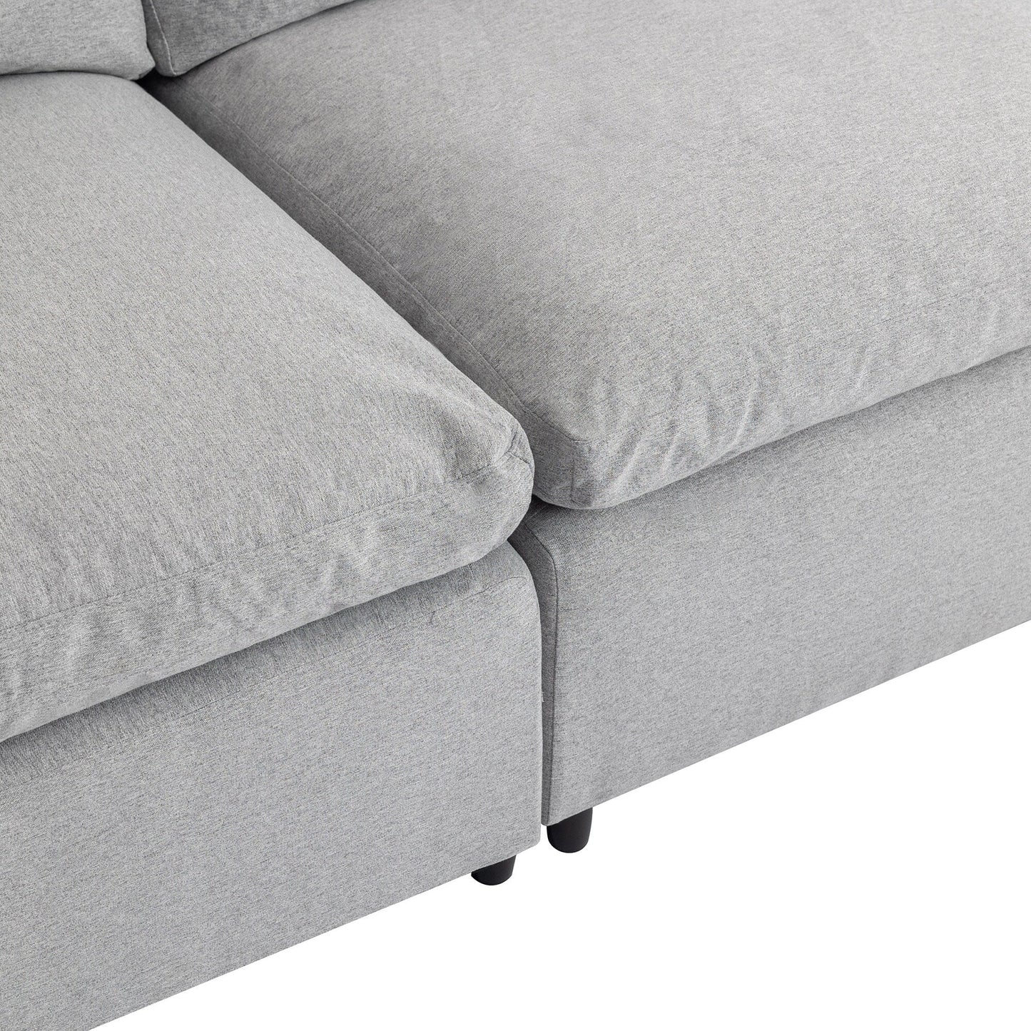 Modern Convertible L-Shaped 4-Seat Sectional Sofa Reversible Chaise with Removable Zippered Covers for Living Room