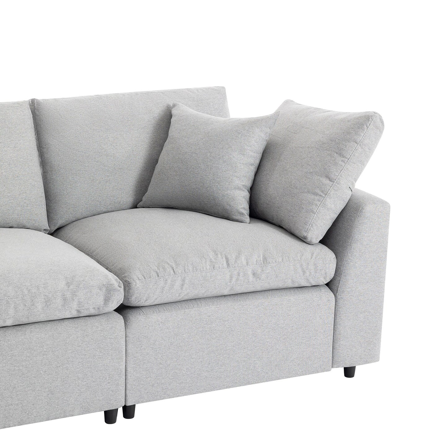 Modern Convertible L-Shaped 4-Seat Sectional Sofa Reversible Chaise with Removable Zippered Covers for Living Room