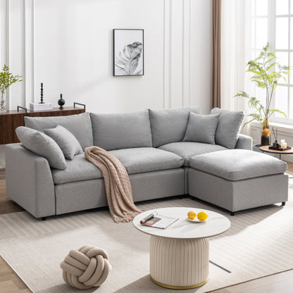 Modern Convertible L-Shaped 4-Seat Sectional Sofa Reversible Chaise with Removable Zippered Covers for Living Room