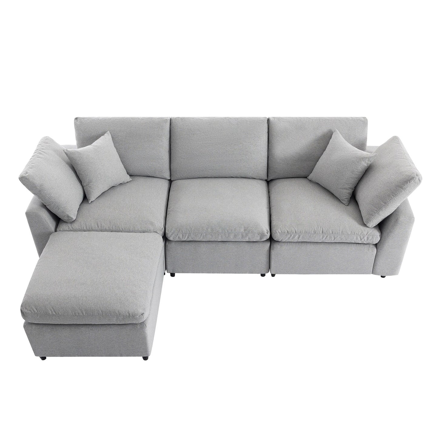 Modern Convertible L-Shaped 4-Seat Sectional Sofa Reversible Chaise with Removable Zippered Covers for Living Room