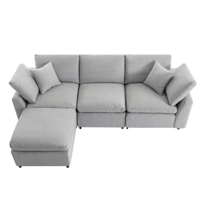 Modern Convertible L-Shaped 4-Seat Sectional Sofa Reversible Chaise with Removable Zippered Covers for Living Room