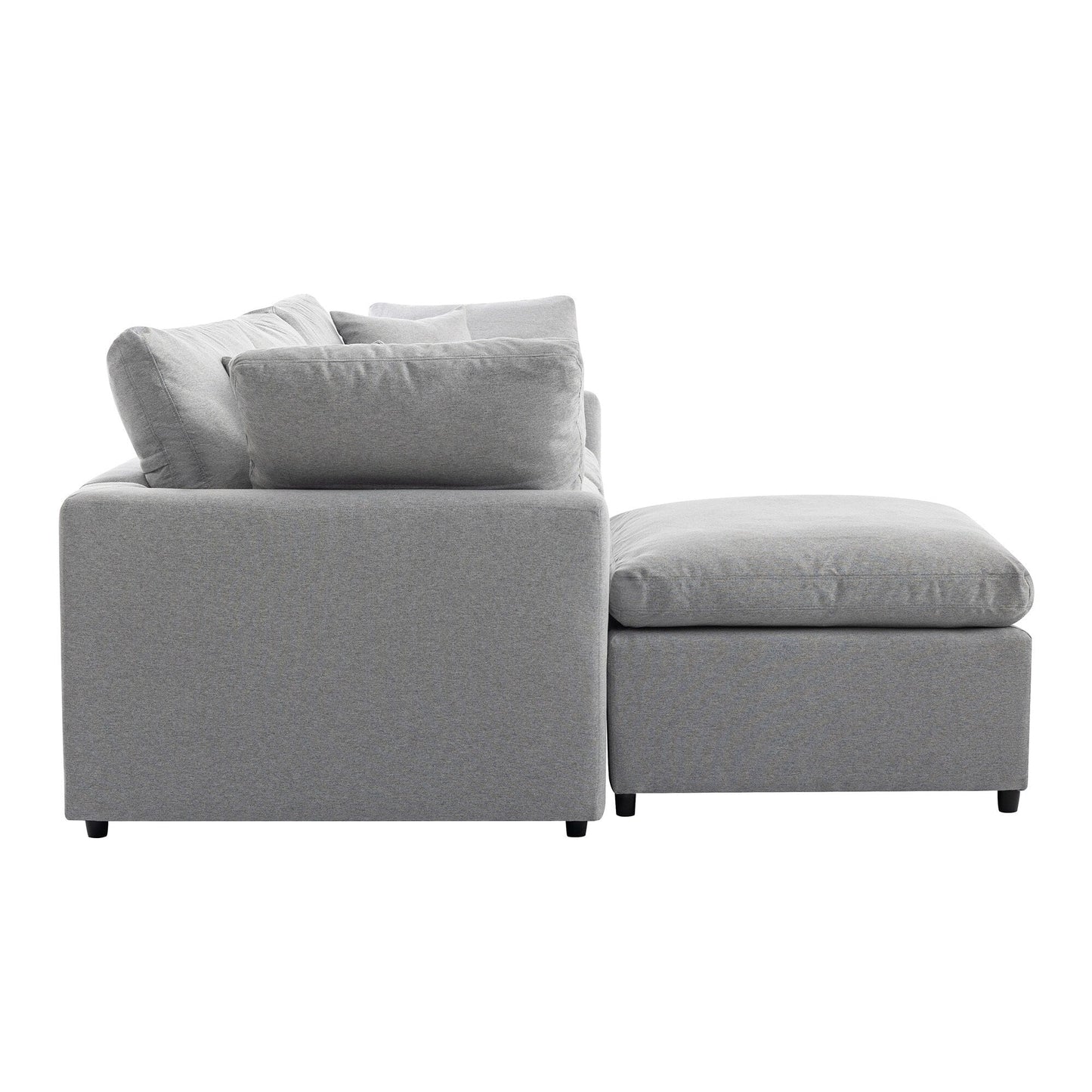 Modern Convertible L-Shaped 4-Seat Sectional Sofa Reversible Chaise with Removable Zippered Covers for Living Room