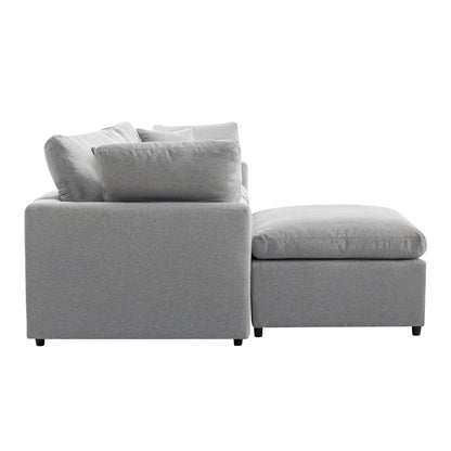 Modern Convertible L-Shaped 4-Seat Sectional Sofa Reversible Chaise with Removable Zippered Covers for Living Room