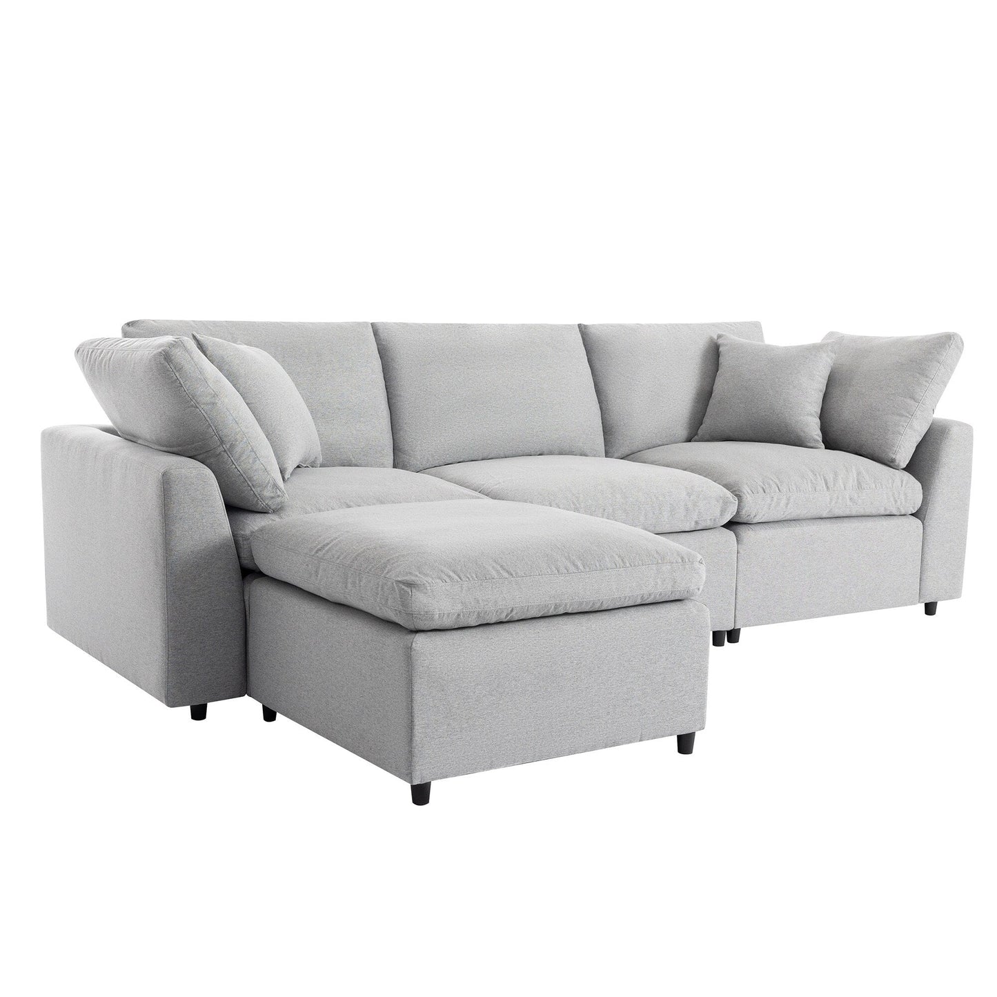 Modern Convertible L-Shaped 4-Seat Sectional Sofa Reversible Chaise with Removable Zippered Covers for Living Room