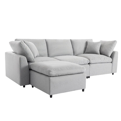 Modern Convertible L-Shaped 4-Seat Sectional Sofa Reversible Chaise with Removable Zippered Covers for Living Room