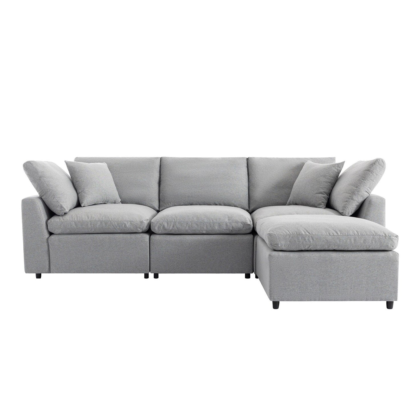 Modern Convertible L-Shaped 4-Seat Sectional Sofa Reversible Chaise with Removable Zippered Covers for Living Room