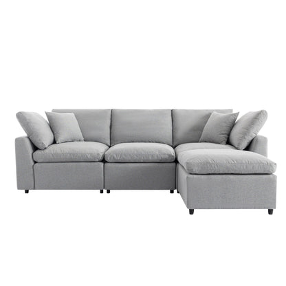 Modern Convertible L-Shaped 4-Seat Sectional Sofa Reversible Chaise with Removable Zippered Covers for Living Room