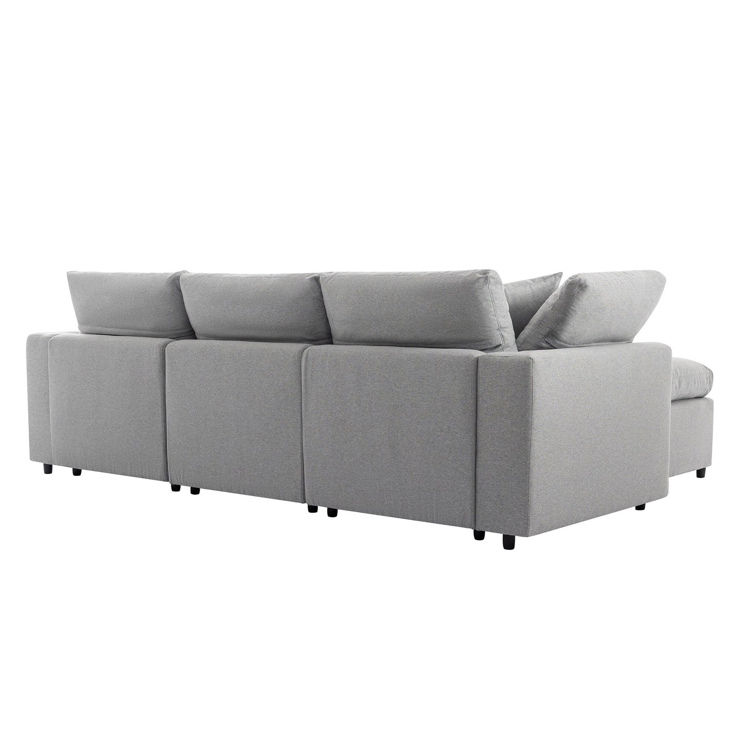Modern Convertible L-Shaped 4-Seat Sectional Sofa Reversible Chaise with Removable Zippered Covers for Living Room