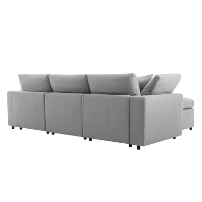 Modern Convertible L-Shaped 4-Seat Sectional Sofa Reversible Chaise with Removable Zippered Covers for Living Room