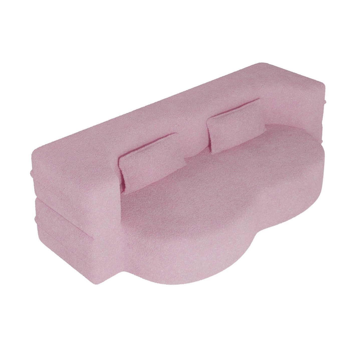 Modern Convertible Teddy Fabric Foam-Filled Sleeper Sofa Bed with 2 Pillows