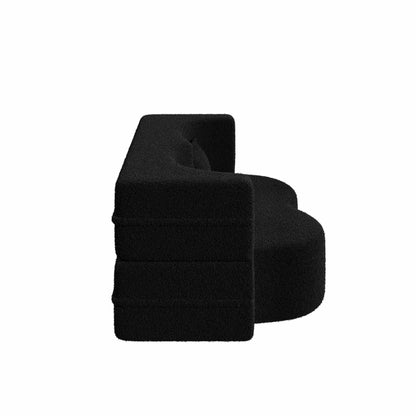 Modern Convertible Teddy Fabric Foam-Filled Sleeper Sofa Bed with 2 Pillows