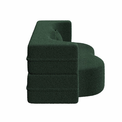 Modern Convertible Teddy Fabric Foam-Filled Sleeper Sofa Bed with 2 Pillows