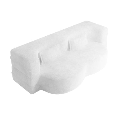 Modern Convertible Teddy Fabric Foam-Filled Sleeper Sofa Bed with 2 Pillows