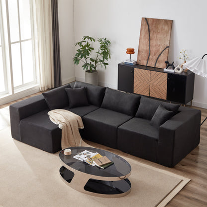 Modern Corduroy Modular L-Shaped Sectional Sofa Set 4-Piece Free Combination Floor Couch for Living Room Bedroom