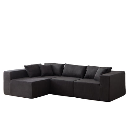 Modern Corduroy Modular L-Shaped Sectional Sofa Set 4-Piece Free Combination Floor Couch for Living Room Bedroom