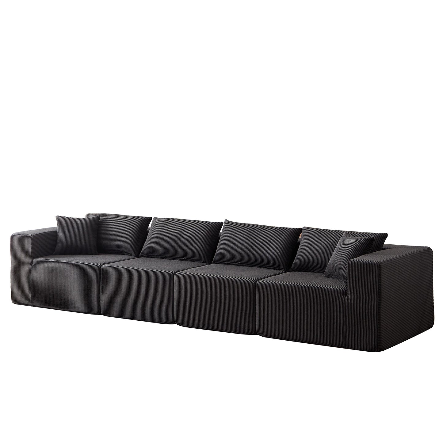 Modern Corduroy Modular L-Shaped Sectional Sofa Set 4-Piece Free Combination Floor Couch for Living Room Bedroom