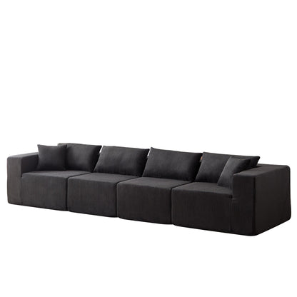 Modern Corduroy Modular L-Shaped Sectional Sofa Set 4-Piece Free Combination Floor Couch for Living Room Bedroom