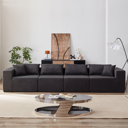 Modern Corduroy Modular L-Shaped Sectional Sofa Set 4-Piece Free Combination Floor Couch for Living Room Bedroom
