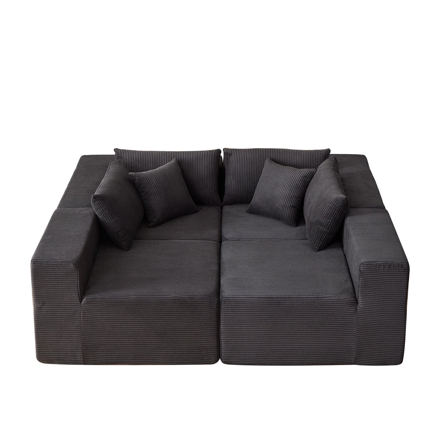 Modern Corduroy Modular L-Shaped Sectional Sofa Set 4-Piece Free Combination Floor Couch for Living Room Bedroom