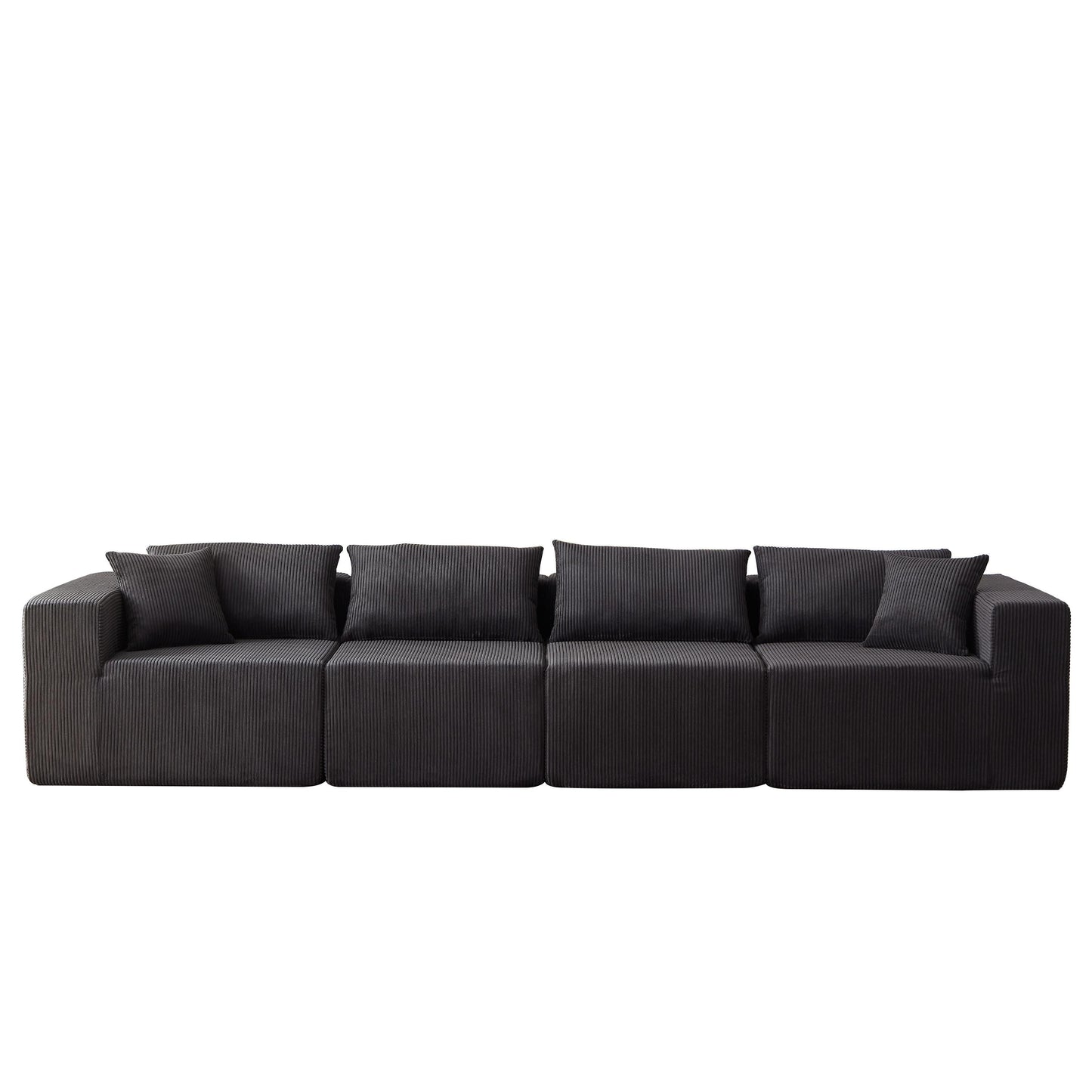 Modern Corduroy Modular L-Shaped Sectional Sofa Set 4-Piece Free Combination Floor Couch for Living Room Bedroom