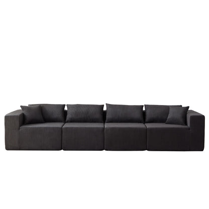 Modern Corduroy Modular L-Shaped Sectional Sofa Set 4-Piece Free Combination Floor Couch for Living Room Bedroom