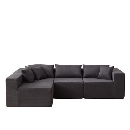 Modern Corduroy Modular L-Shaped Sectional Sofa Set 4-Piece Free Combination Floor Couch for Living Room Bedroom