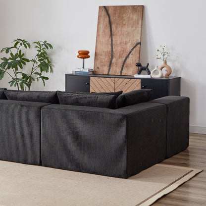 Modern Corduroy Modular L-Shaped Sectional Sofa Set 4-Piece Free Combination Floor Couch for Living Room Bedroom