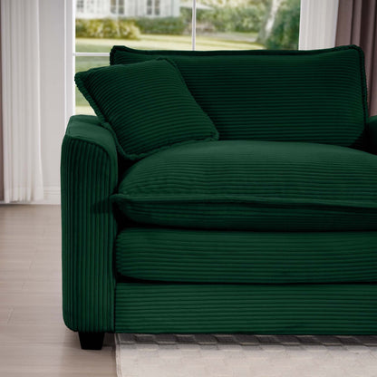 Modern Corduroy Modular Sectional Sofa Deep Seat 3-Seater Sofa Couch with Ottoman for Living Room