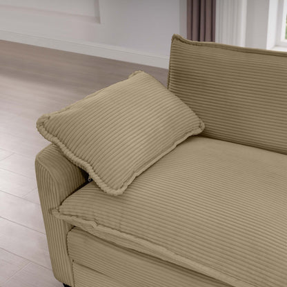 Modern Corduroy Modular Sectional Sofa Deep Seat 3-Seater Sofa Couch with Ottoman for Living Room