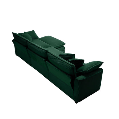 Modern Corduroy Modular Sectional Sofa Deep Seat 3-Seater Sofa Couch with Ottoman for Living Room