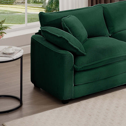Modern Corduroy Modular Sectional Sofa Deep Seat 3-Seater Sofa Couch with Ottoman for Living Room