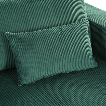 Modern Corduroy Sleeper Double Sofa Bed with 2 Pillows for Living Room