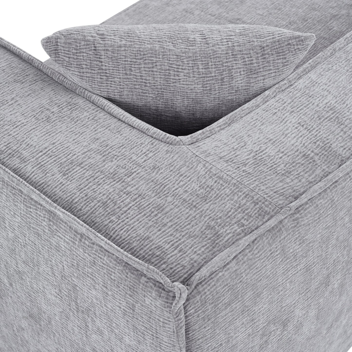 Modern Curved Chenille Sectional Sofa Modular L-Shaped Couch with 2 Pillows for Living Room Study
