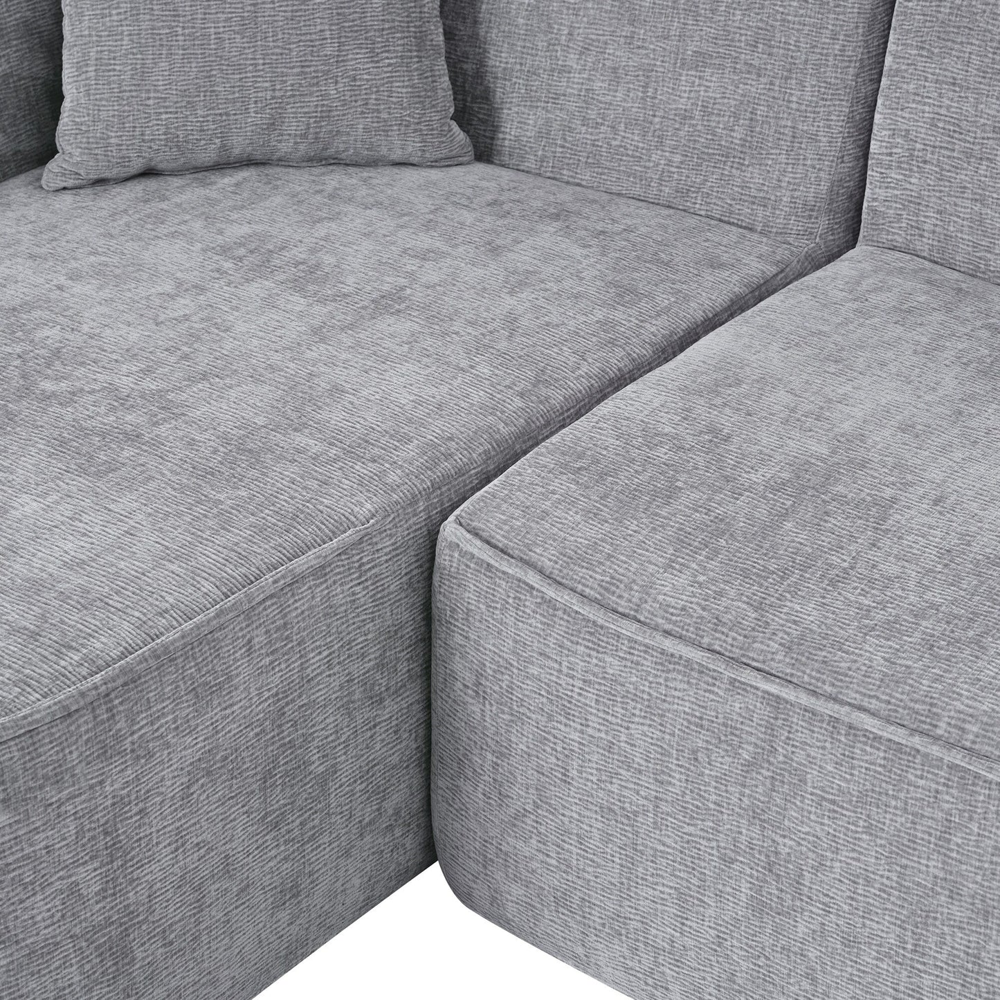 Modern Curved Chenille Sectional Sofa Modular L-Shaped Couch with 2 Pillows for Living Room Study