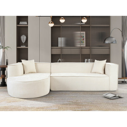 Modern Curved Chenille Sectional Sofa Modular L-Shaped Couch with 2 Pillows for Living Room Study