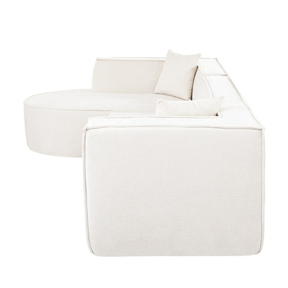 Modern Curved Chenille Sectional Sofa Modular L-Shaped Couch with 2 Pillows for Living Room Study