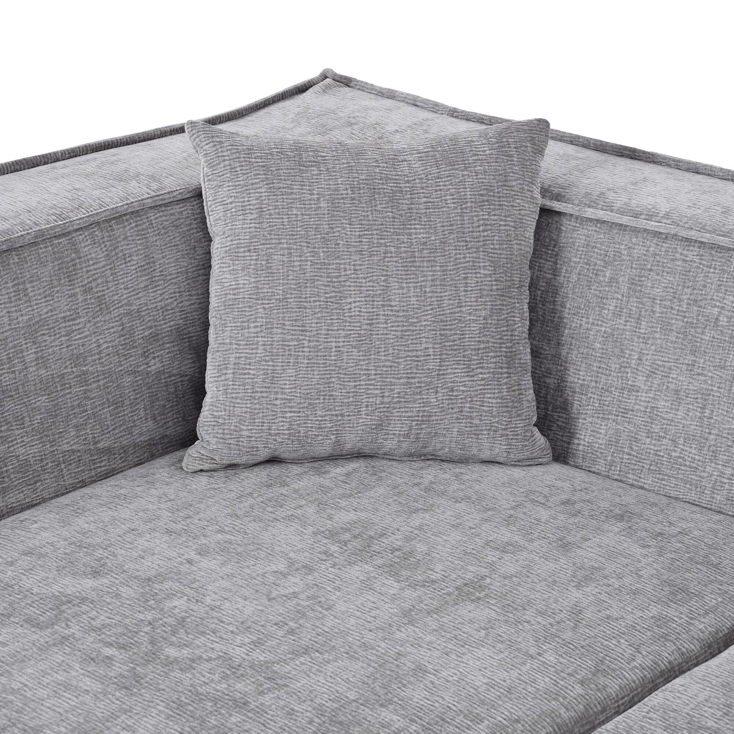 Modern Curved Chenille Sectional Sofa Modular L-Shaped Couch with 2 Pillows for Living Room Study