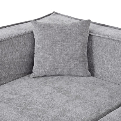 Modern Curved Chenille Sectional Sofa Modular L-Shaped Couch with 2 Pillows for Living Room Study