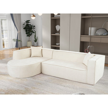 Modern Curved Chenille Sectional Sofa Modular L-Shaped Couch with 2 Pillows for Living Room Study