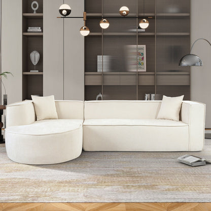 Modern Curved Chenille Sectional Sofa Modular L-Shaped Couch with 2 Pillows for Living Room Study