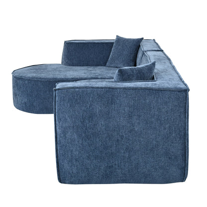 Modern Curved Chenille Sectional Sofa Modular L-Shaped Couch with 2 Pillows for Living Room Study