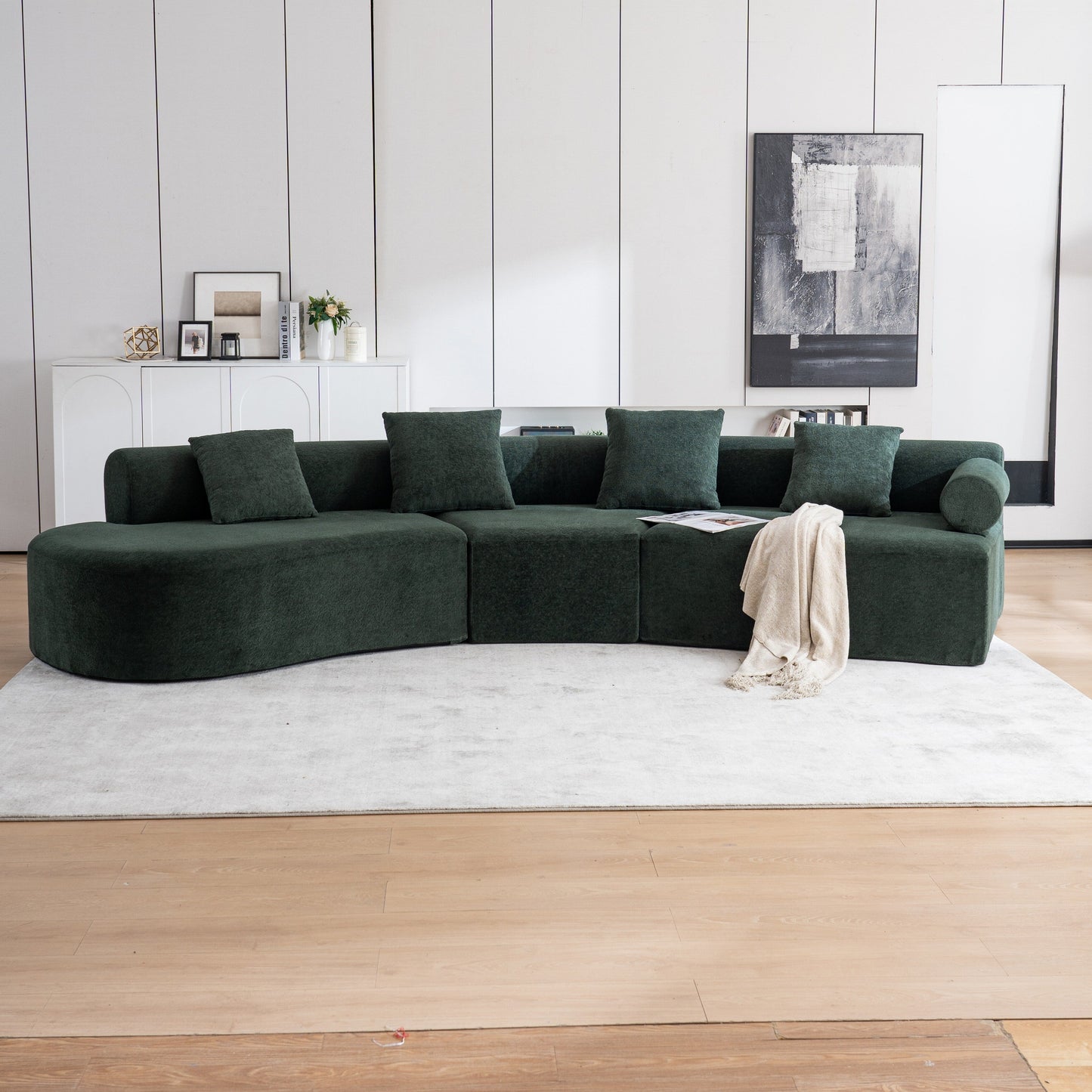 Modern Curved Memory Foam Deep Seat Couch Sofa