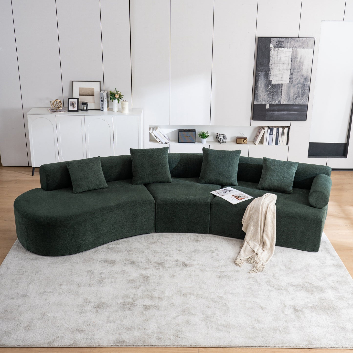 Modern Curved Memory Foam Deep Seat Couch Sofa