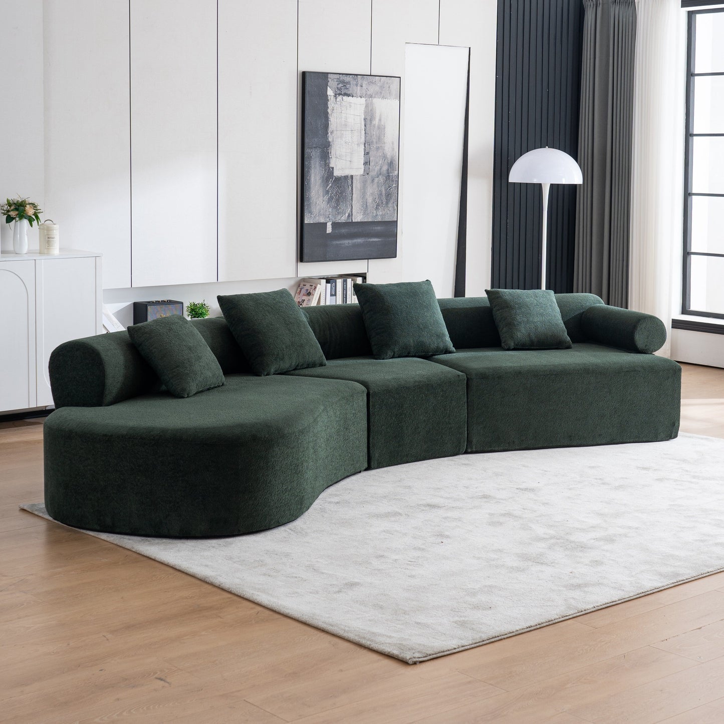 Modern Curved Memory Foam Deep Seat Couch Sofa