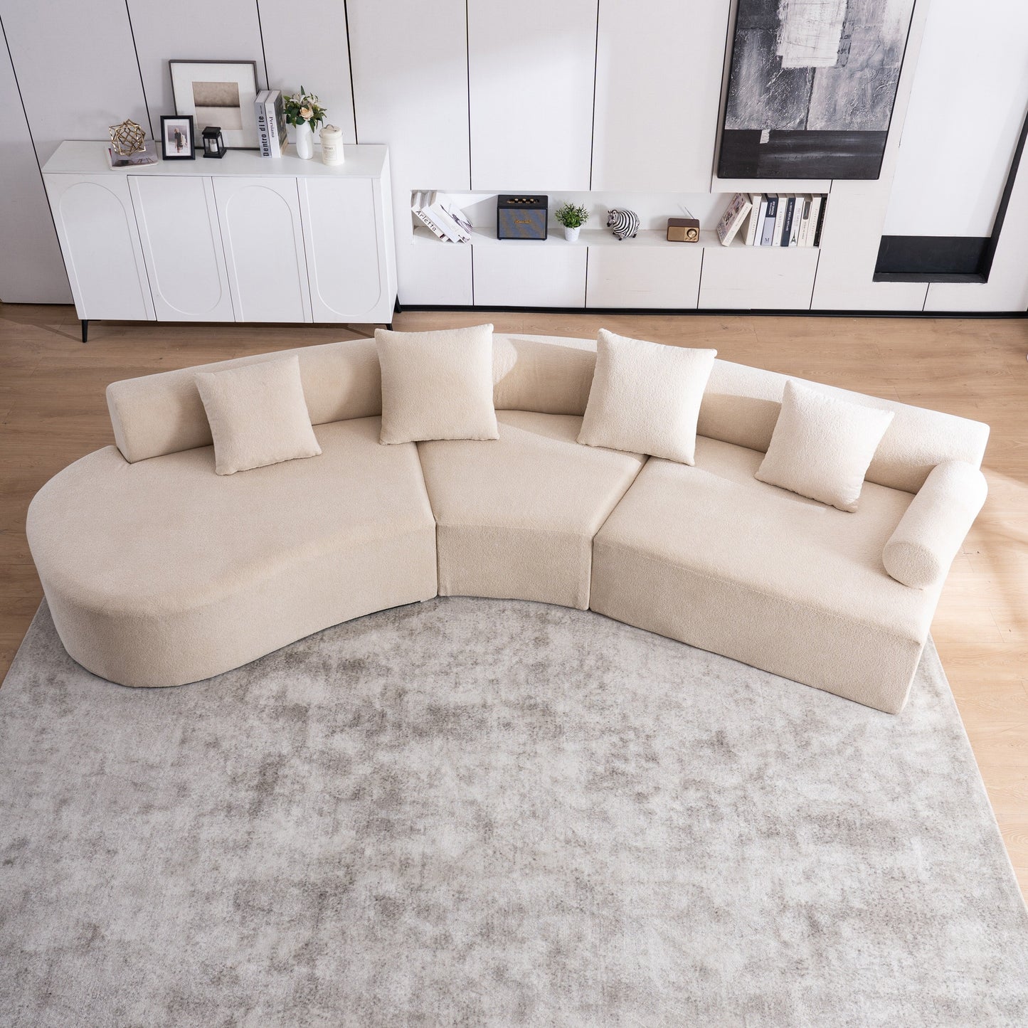 Modern Curved Memory Foam Deep Seat Couch Sofa