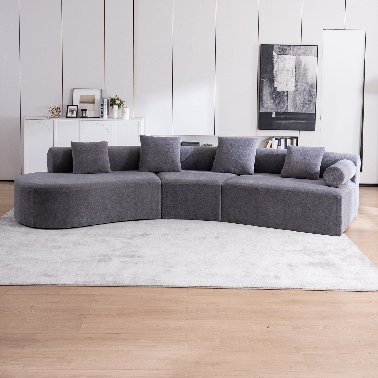 Modern Curved Memory Foam Deep Seat Couch Sofa