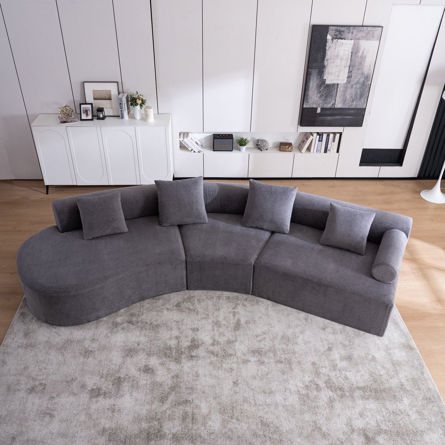 Modern Curved Memory Foam Deep Seat Couch Sofa